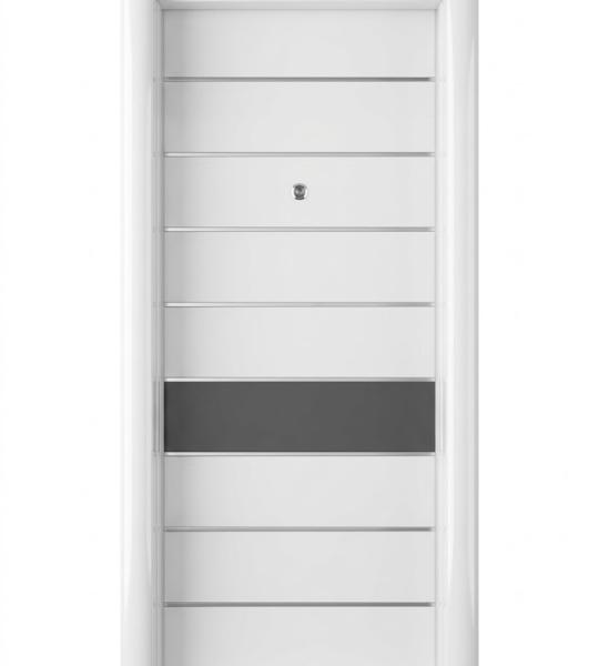 Contemporary White Paneled Steel Security Door