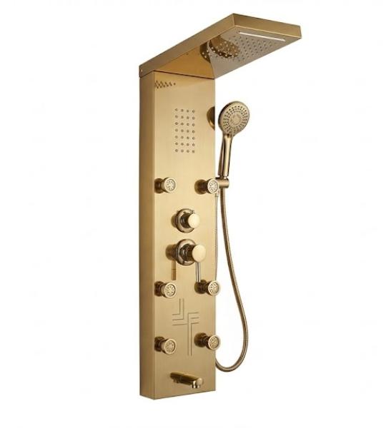 Luxury Brushed Gold Multi-Jet Shower Panel Tower