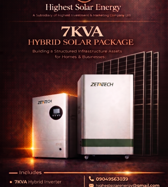 7KVA Hybrid Solar Package (Advanced) – 10.24kWh ZETATECH Lithium Battery